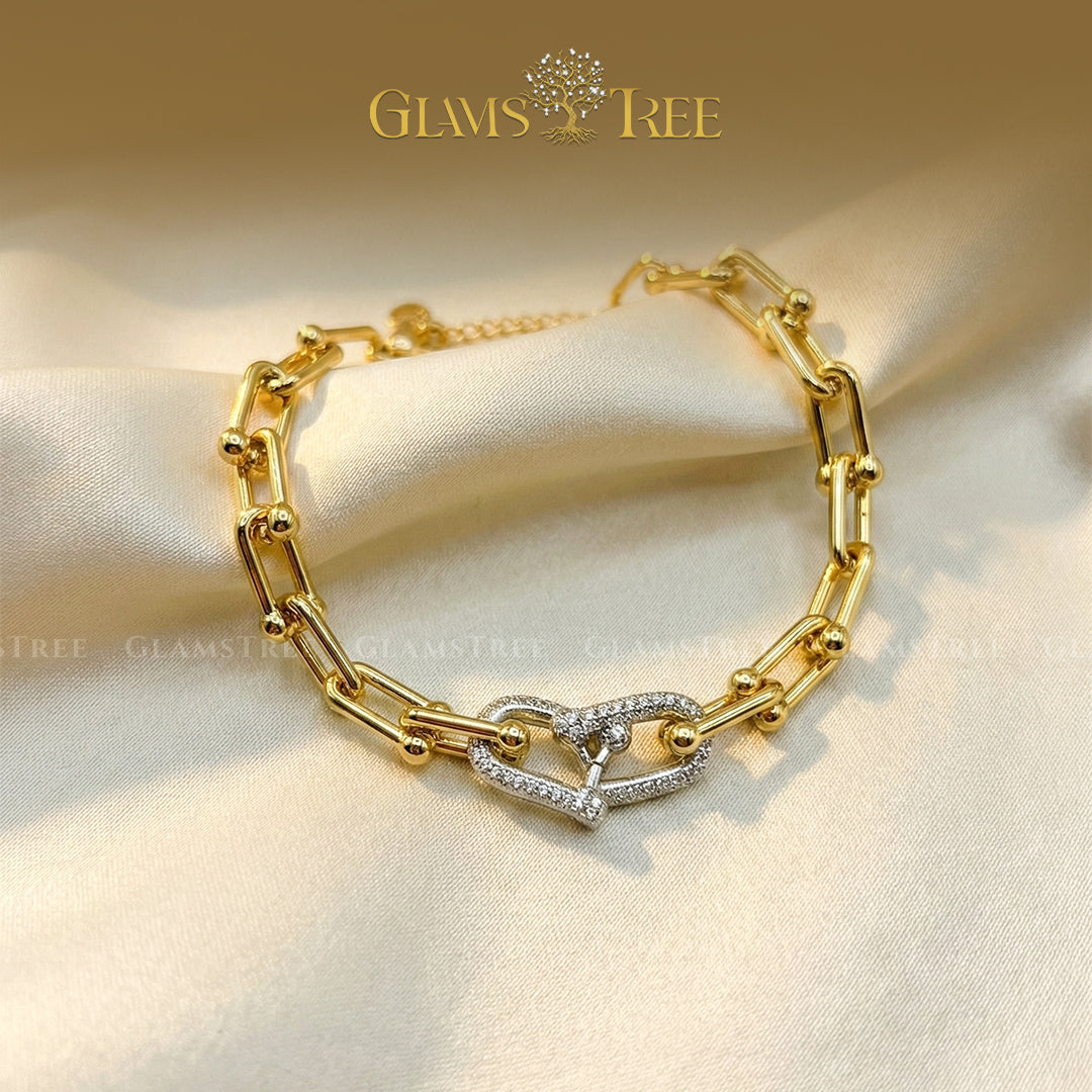 Premium Gold Plated Chain With Cubic Zirconia Stones – 18K Gold Plated