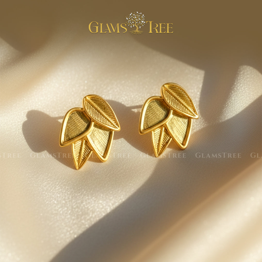 Premium Matte Gold Leaf Earrings