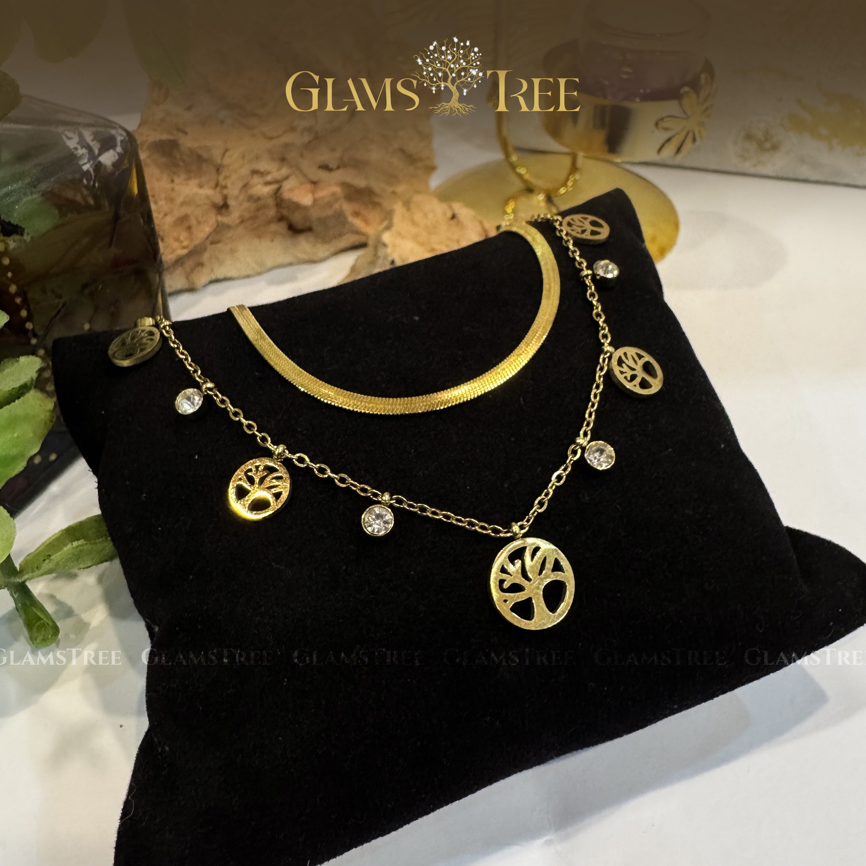Glamstree Signature Tree of Life Layered Necklace – 18K Gold-Plated