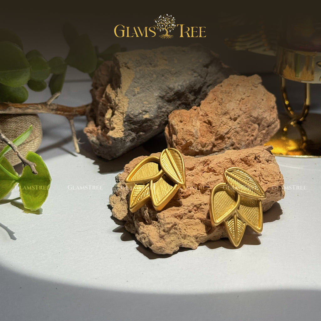 Premium Matte Gold Leaf Earrings