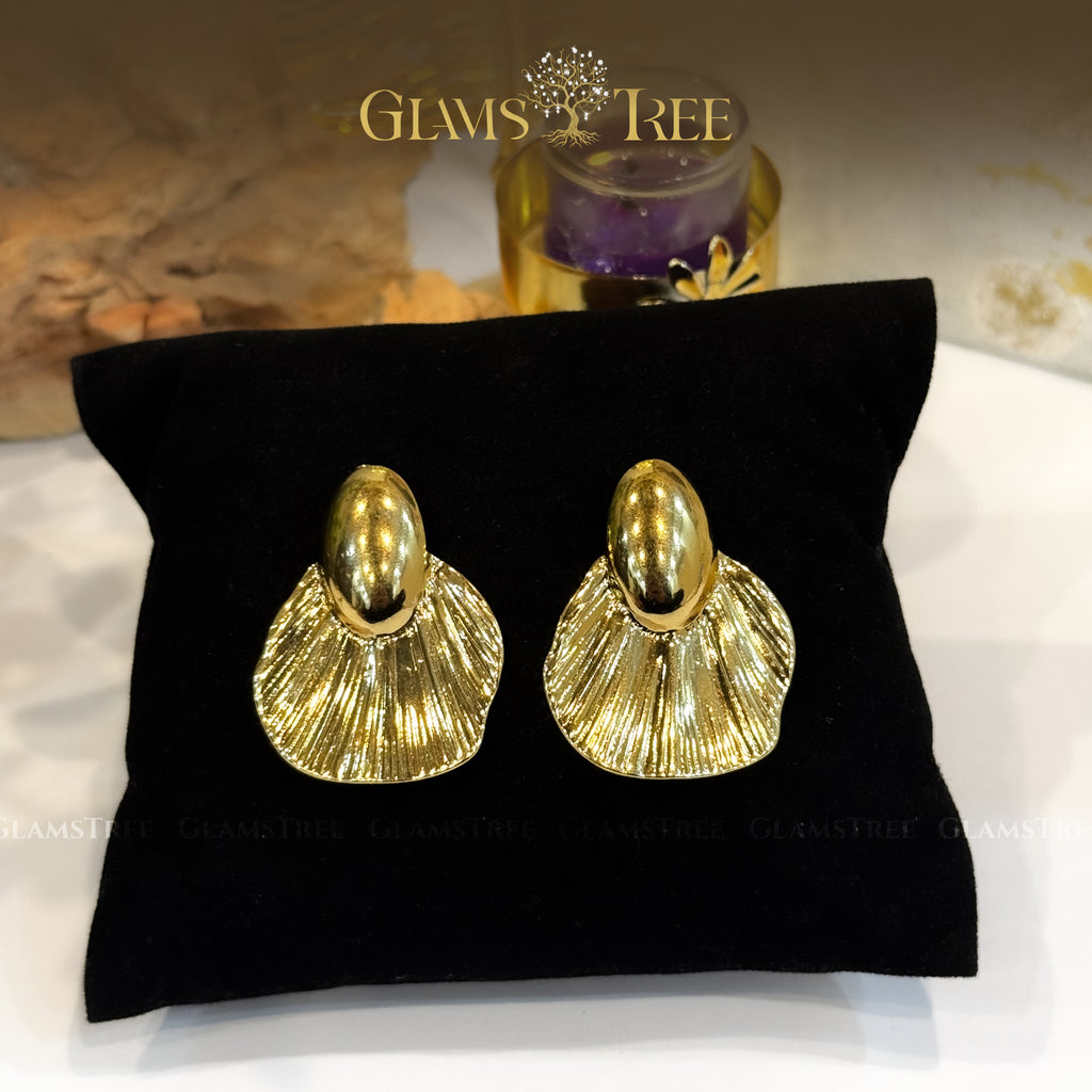 Golden Shell Stud Earrings